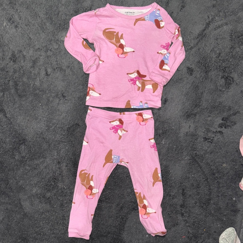 Carter's Pink Woodland Animal Pajama Set